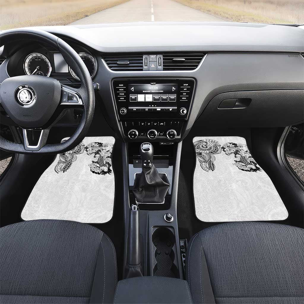 Japanese Irezumi and Hawaiian Polynesian Art Tattoo Car Mats White Color - Wonder Print Shop
