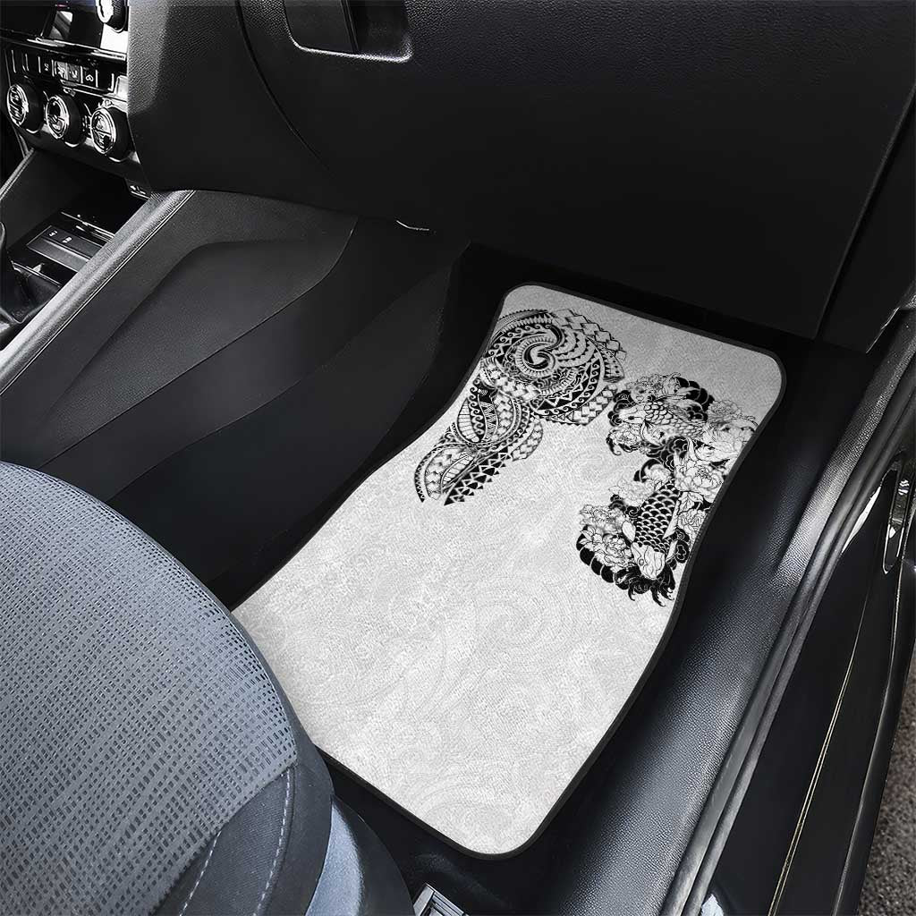 Japanese Irezumi and Hawaiian Polynesian Art Tattoo Car Mats White Color - Wonder Print Shop