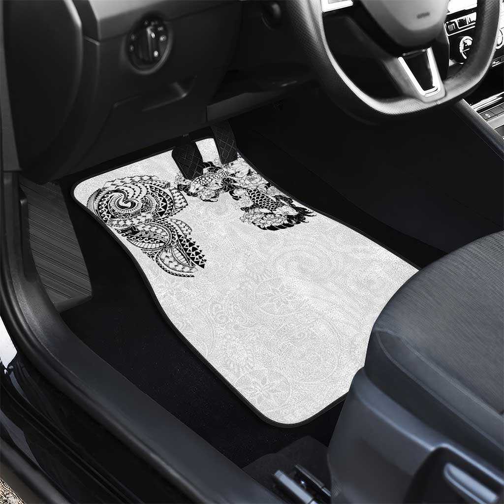 Japanese Irezumi and Hawaiian Polynesian Art Tattoo Car Mats White Color - Wonder Print Shop
