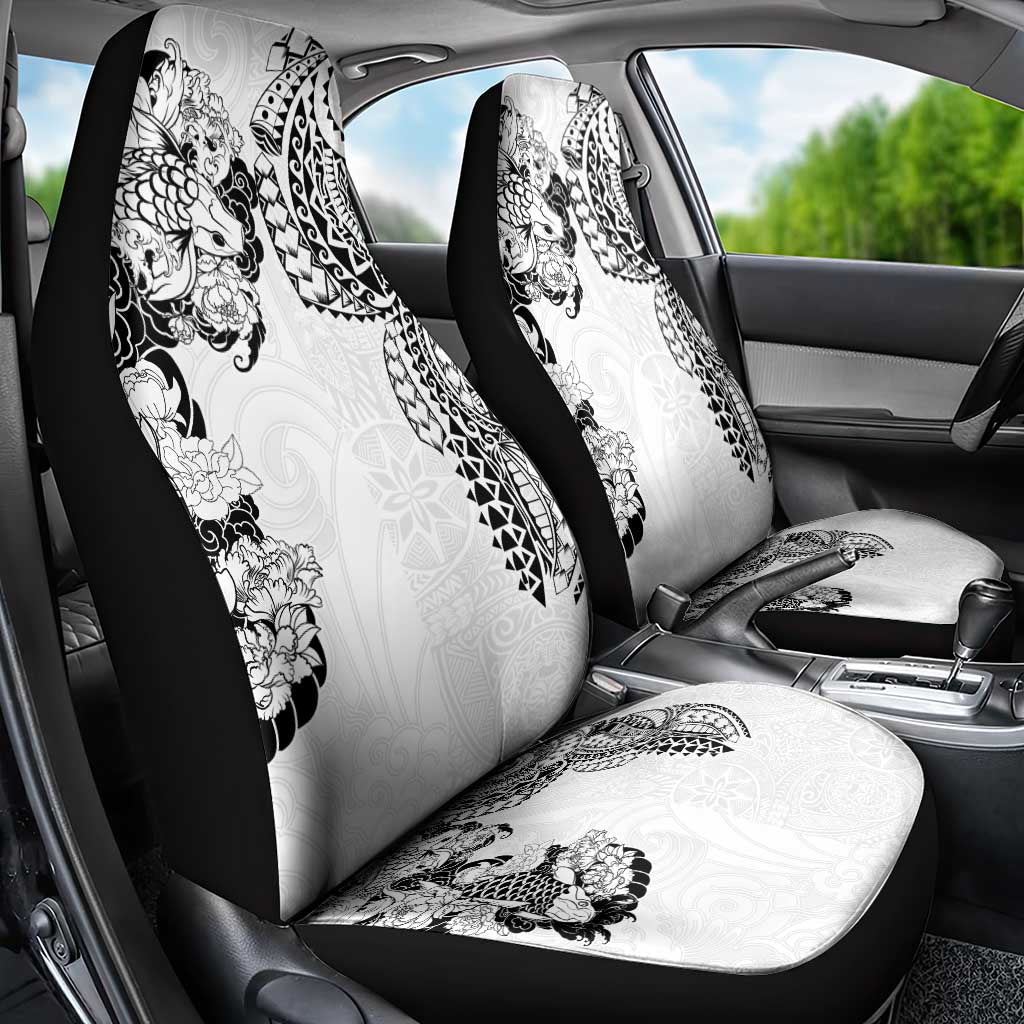 Japanese Irezumi and Hawaiian Polynesian Art Tattoo Car Seat Cover White Color - Wonder Print Shop