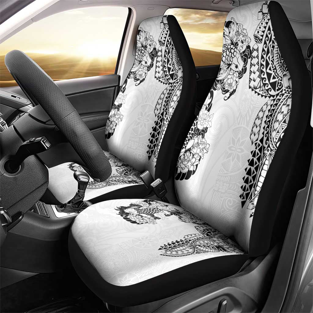 Japanese Irezumi and Hawaiian Polynesian Art Tattoo Car Seat Cover White Color - Wonder Print Shop