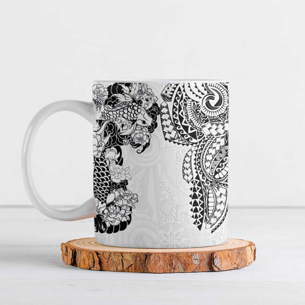 Japanese Irezumi and Hawaiian Polynesian Art Tattoo Ceramic Mug White Color - Wonder Print Shop