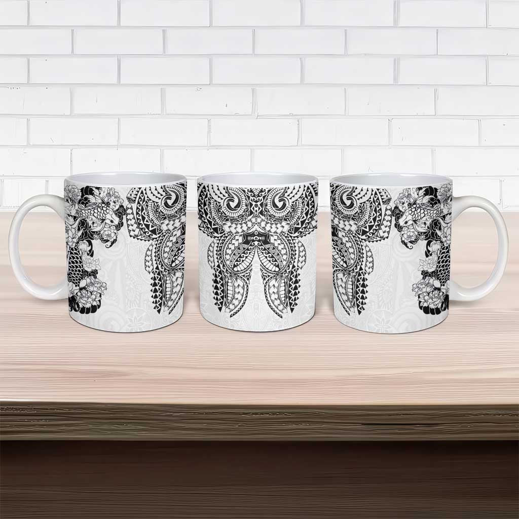 Japanese Irezumi and Hawaiian Polynesian Art Tattoo Ceramic Mug White Color - Wonder Print Shop