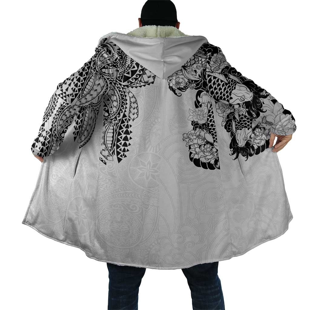 Japanese Irezumi and Hawaiian Polynesian Art Tattoo Cloak White Color - Wonder Print Shop