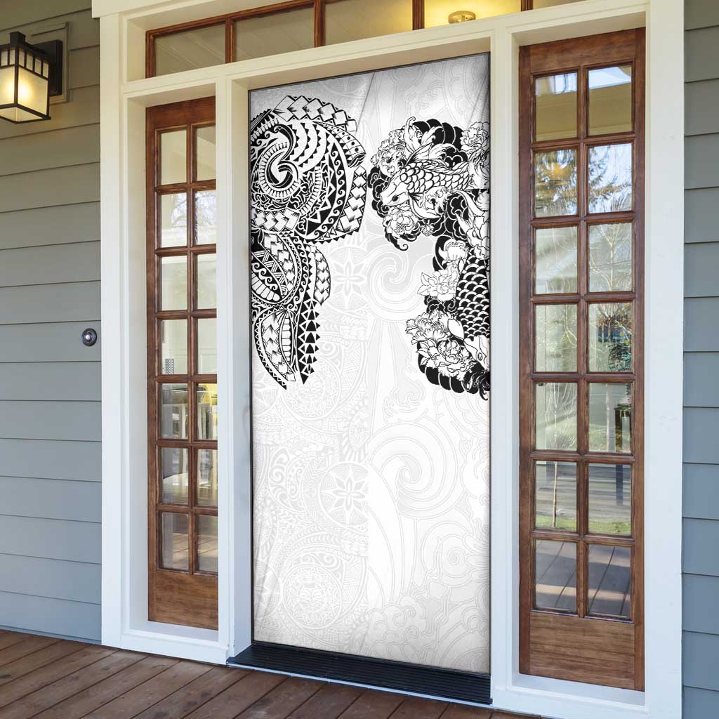 Japanese Irezumi and Hawaiian Polynesian Art Tattoo Door Cover White Color - Wonder Print Shop