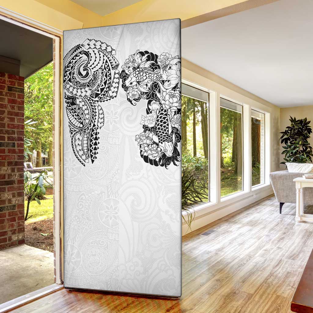 Japanese Irezumi and Hawaiian Polynesian Art Tattoo Door Cover White Color - Wonder Print Shop