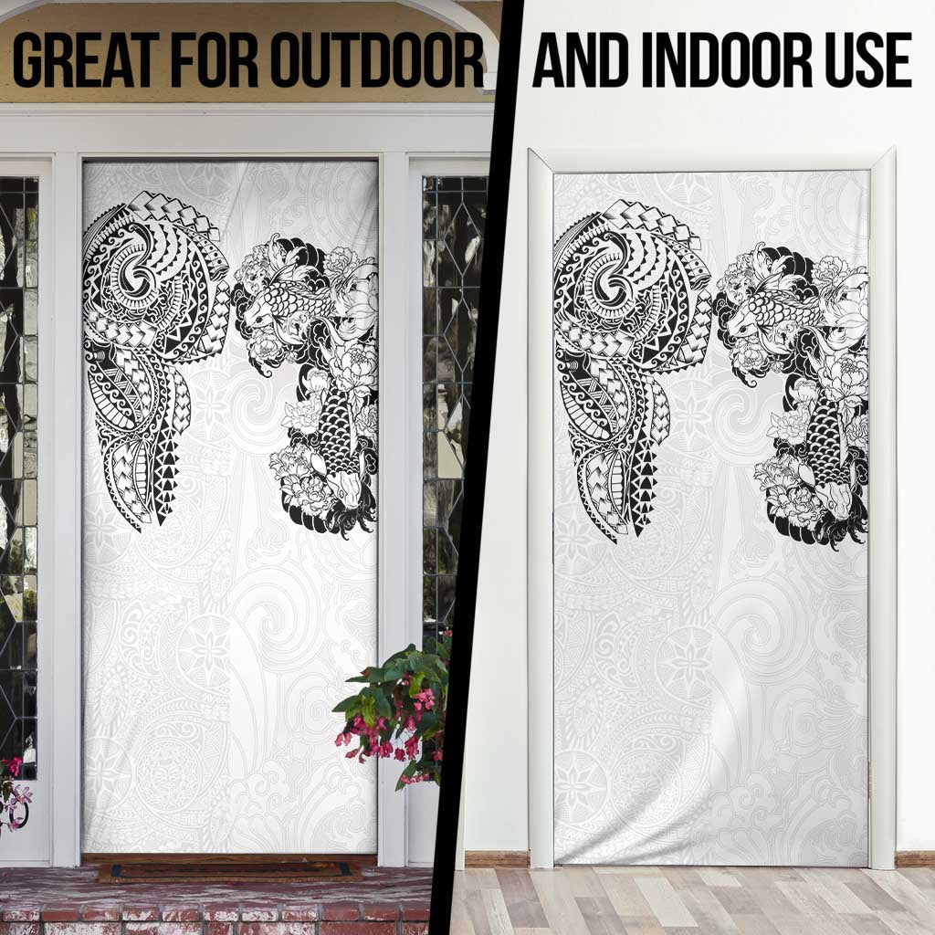 Japanese Irezumi and Hawaiian Polynesian Art Tattoo Door Cover White Color - Wonder Print Shop