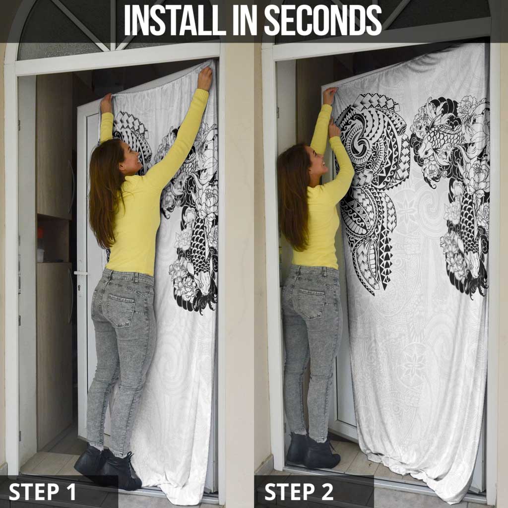 Japanese Irezumi and Hawaiian Polynesian Art Tattoo Door Cover White Color - Wonder Print Shop