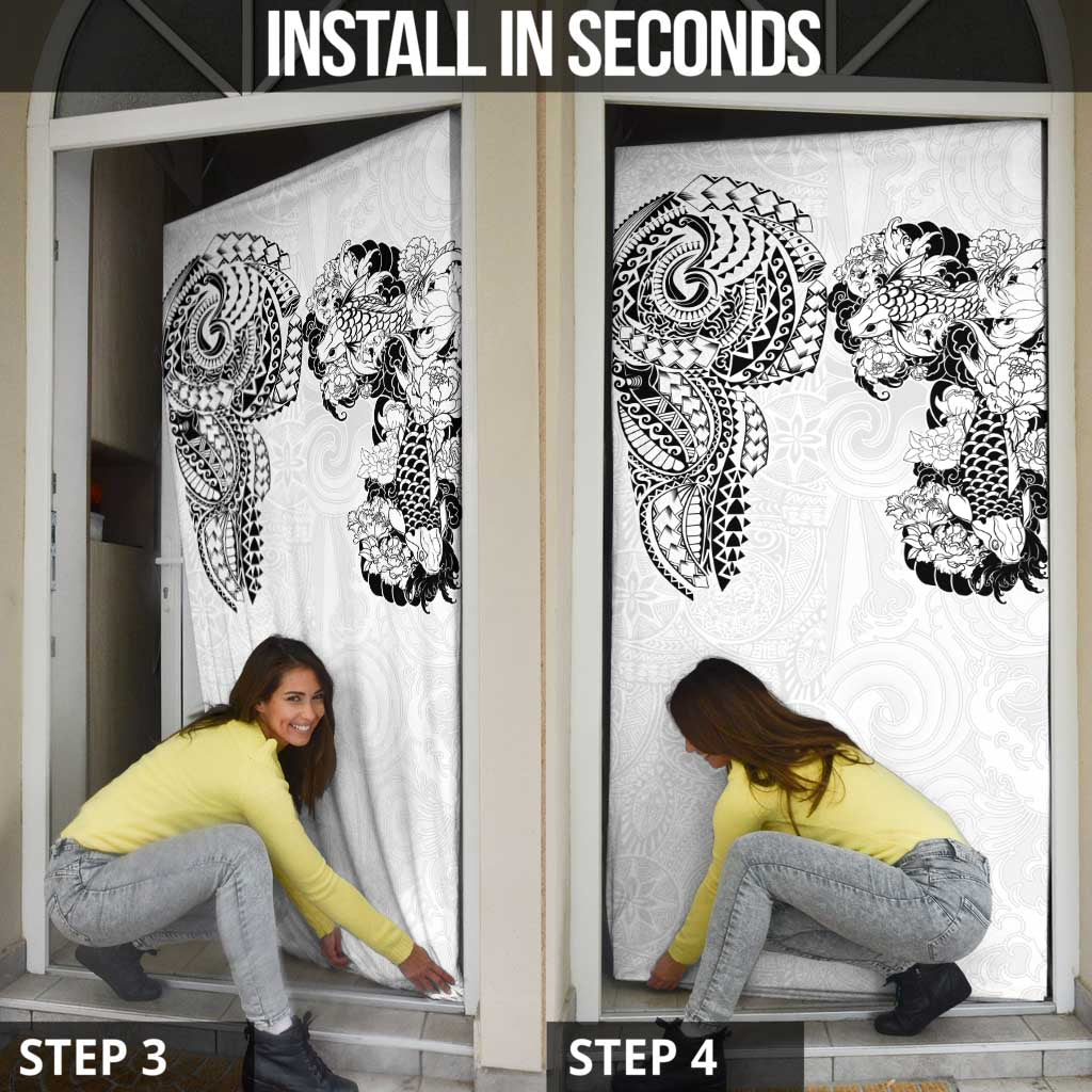 Japanese Irezumi and Hawaiian Polynesian Art Tattoo Door Cover White Color - Wonder Print Shop