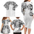 Japanese Irezumi and Hawaiian Polynesian Art Tattoo Family Matching Long Sleeve Bodycon Dress and Hawaiian Shirt White Color - Wonder Print Shop