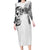 Japanese Irezumi and Hawaiian Polynesian Art Tattoo Family Matching Long Sleeve Bodycon Dress and Hawaiian Shirt White Color - Wonder Print Shop