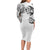 Japanese Irezumi and Hawaiian Polynesian Art Tattoo Family Matching Long Sleeve Bodycon Dress and Hawaiian Shirt White Color - Wonder Print Shop