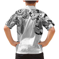 Japanese Irezumi and Hawaiian Polynesian Art Tattoo Family Matching Mermaid Dress and Hawaiian Shirt White Color - Wonder Print Shop