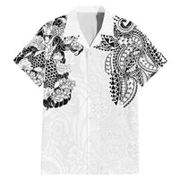 Japanese Irezumi and Hawaiian Polynesian Art Tattoo Family Matching Mermaid Dress and Hawaiian Shirt White Color - Wonder Print Shop