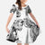 Japanese Irezumi and Hawaiian Polynesian Art Tattoo Family Matching Off The Shoulder Long Sleeve Dress and Hawaiian Shirt White Color - Wonder Print Shop