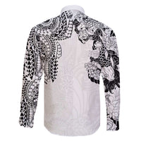 Japanese Irezumi and Hawaiian Polynesian Art Tattoo Family Matching Off The Shoulder Long Sleeve Dress and Hawaiian Shirt White Color - Wonder Print Shop