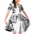 Japanese Irezumi and Hawaiian Polynesian Art Tattoo Family Matching Off Shoulder Short Dress and Hawaiian Shirt White Color - Wonder Print Shop
