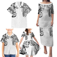 Japanese Irezumi and Hawaiian Polynesian Art Tattoo Family Matching Puletasi and Hawaiian Shirt White Color - Wonder Print Shop