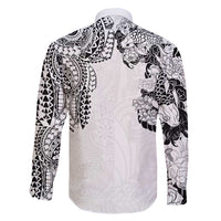 Japanese Irezumi and Hawaiian Polynesian Art Tattoo Family Matching Short Sleeve Bodycon Dress and Hawaiian Shirt White Color - Wonder Print Shop