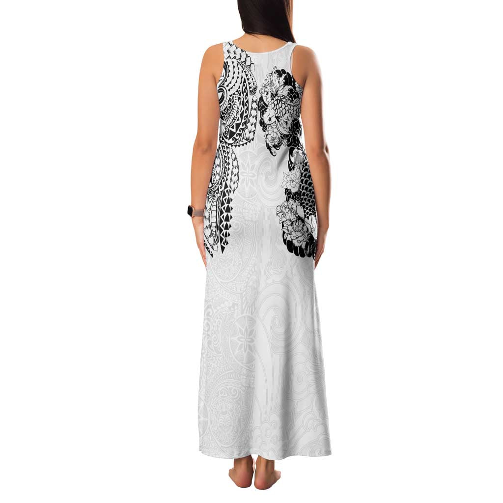 Japanese Irezumi and Hawaiian Polynesian Art Tattoo Family Matching Tank Maxi Dress and Hawaiian Shirt White Color - Wonder Print Shop