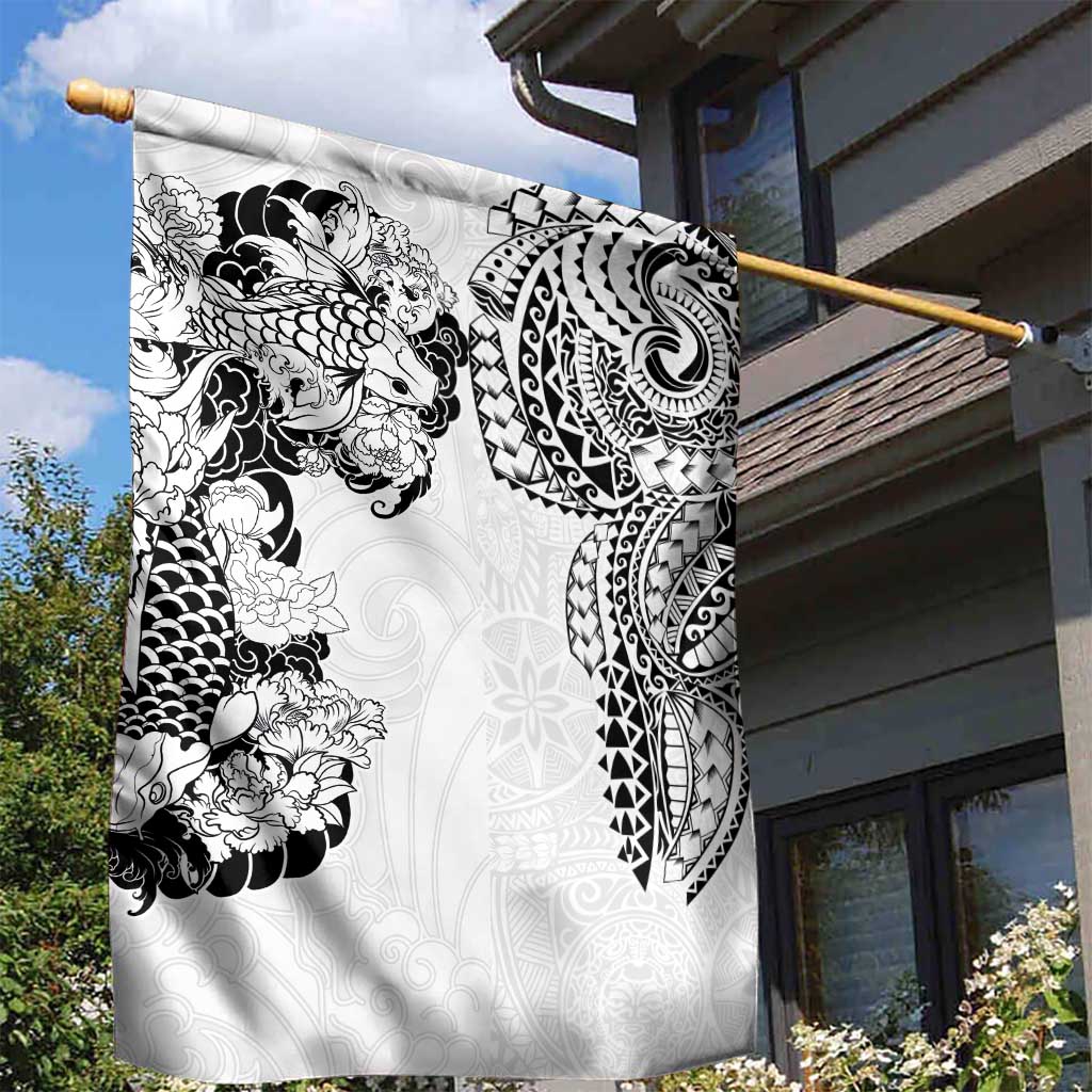 Japanese Irezumi and Hawaiian Polynesian Art Tattoo Garden Flag White Color - Wonder Print Shop