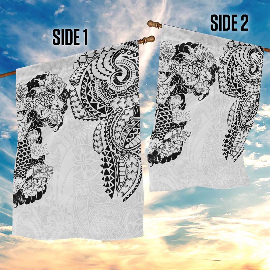 Japanese Irezumi and Hawaiian Polynesian Art Tattoo Garden Flag White Color - Wonder Print Shop