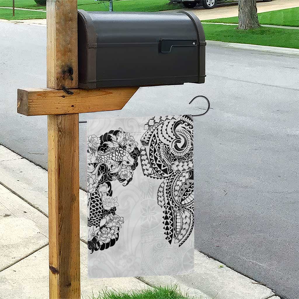 Japanese Irezumi and Hawaiian Polynesian Art Tattoo Garden Flag White Color - Wonder Print Shop