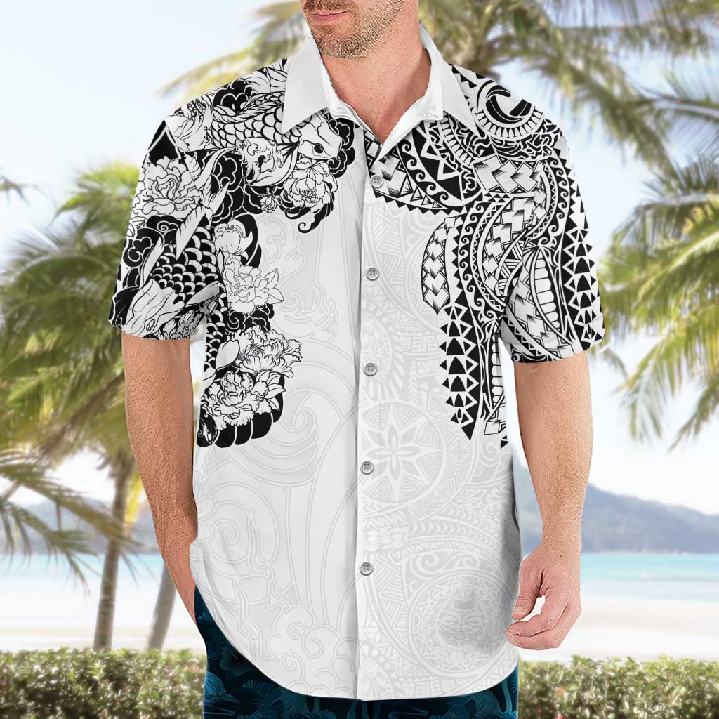 Japanese Irezumi and Hawaiian Polynesian Art Tattoo Hawaiian Shirt White Color - Wonder Print Shop