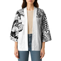 Japanese Irezumi and Hawaiian Polynesian Art Tattoo Kimono White Color - Wonder Print Shop