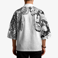 Japanese Irezumi and Hawaiian Polynesian Art Tattoo Kimono White Color - Wonder Print Shop