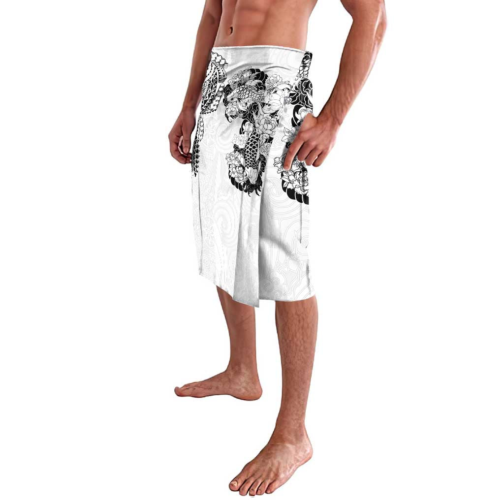 Japanese Irezumi and Hawaiian Polynesian Art Tattoo Lavalava White Color - Wonder Print Shop