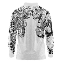 Japanese Irezumi and Hawaiian Polynesian Art Tattoo Long Sleeve Polo Shirt White Color - Wonder Print Shop