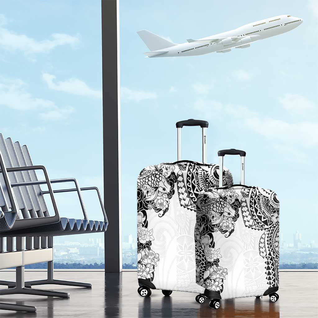 Japanese Irezumi and Hawaiian Polynesian Art Tattoo Luggage Cover White Color - Wonder Print Shop
