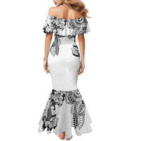 Japanese Irezumi and Hawaiian Polynesian Art Tattoo Mermaid Dress White Color - Wonder Print Shop