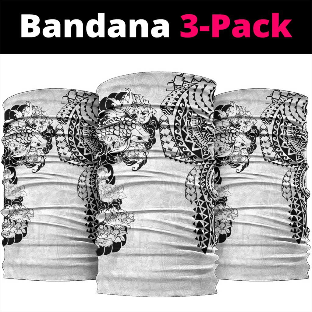 Japanese Irezumi and Hawaiian Polynesian Art Tattoo Neck Gaiter White Color - Wonder Print Shop
