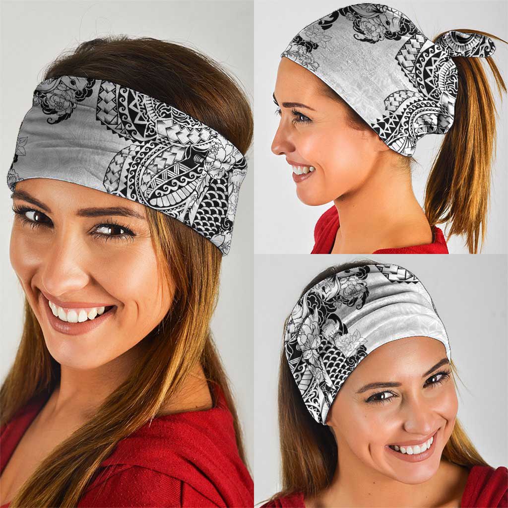 Japanese Irezumi and Hawaiian Polynesian Art Tattoo Neck Gaiter White Color - Wonder Print Shop