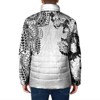 Japanese Irezumi and Hawaiian Polynesian Art Tattoo Padded Jacket White Color - Wonder Print Shop