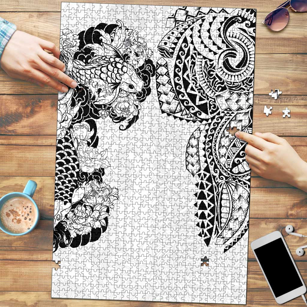 Japanese Irezumi and Hawaiian Polynesian Art Tattoo Puzzle White Color - Wonder Print Shop