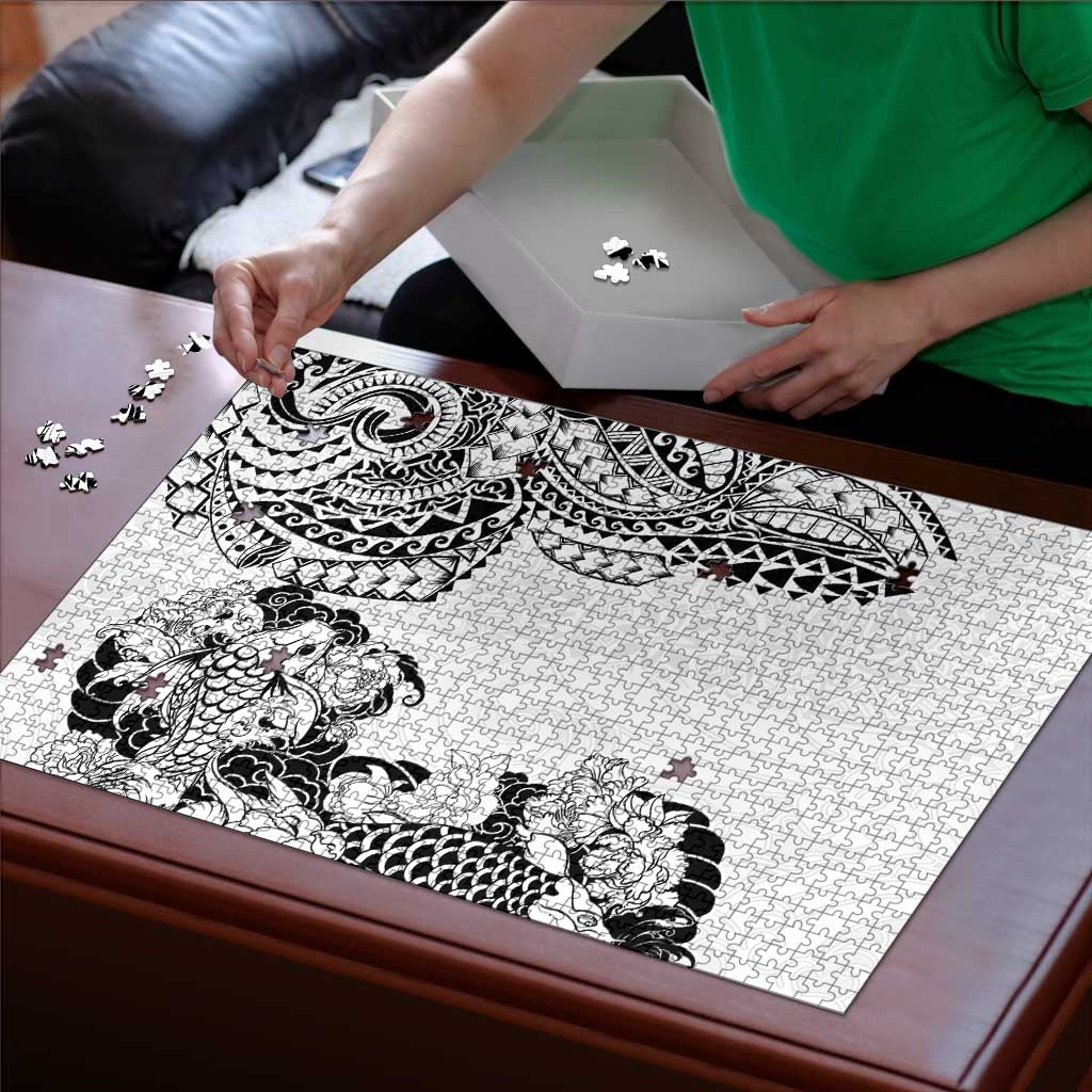 Japanese Irezumi and Hawaiian Polynesian Art Tattoo Puzzle White Color - Wonder Print Shop