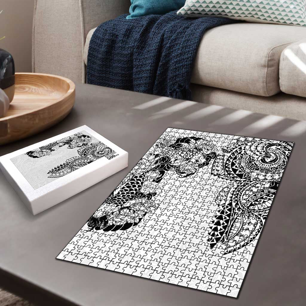 Japanese Irezumi and Hawaiian Polynesian Art Tattoo Puzzle White Color - Wonder Print Shop