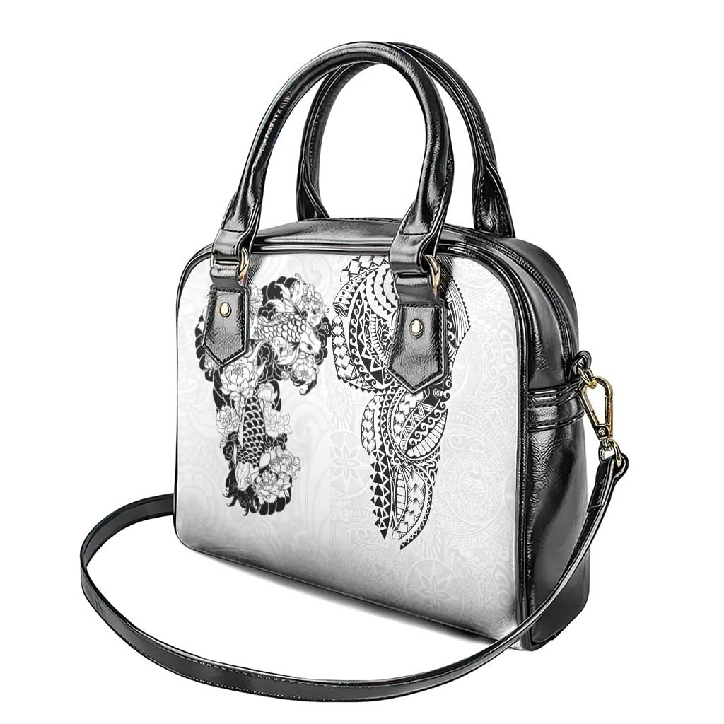 Japanese Irezumi and Hawaiian Polynesian Art Tattoo Shoulder Handbag White Color - Wonder Print Shop