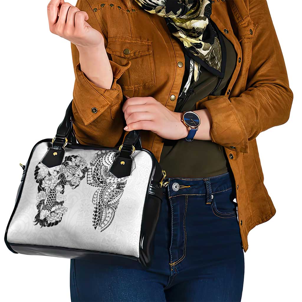 Japanese Irezumi and Hawaiian Polynesian Art Tattoo Shoulder Handbag White Color - Wonder Print Shop