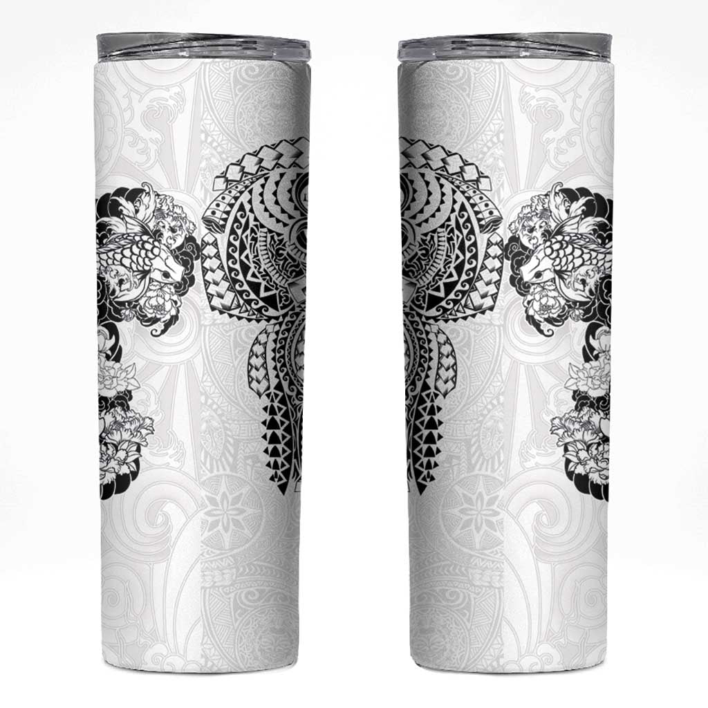 Japanese Irezumi and Hawaiian Polynesian Art Tattoo Skinny Tumbler White Color - Wonder Print Shop