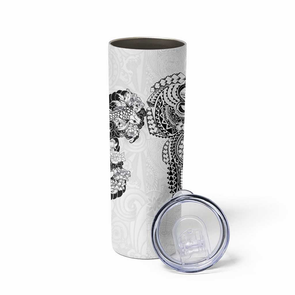 Japanese Irezumi and Hawaiian Polynesian Art Tattoo Skinny Tumbler White Color - Wonder Print Shop