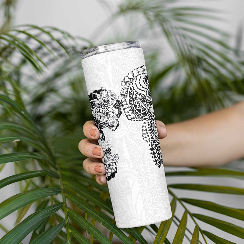 Japanese Irezumi and Hawaiian Polynesian Art Tattoo Skinny Tumbler White Color - Wonder Print Shop