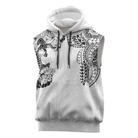 Japanese Irezumi and Hawaiian Polynesian Art Tattoo Sleeveless Hoodie White Color - Wonder Print Shop