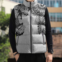 Japanese Irezumi and Hawaiian Polynesian Art Tattoo Sleeveless Puffer Jacket White Color - Wonder Print Shop