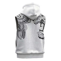 Japanese Irezumi and Hawaiian Polynesian Art Tattoo Sleeveless Zip Hoodie White Color - Wonder Print Shop