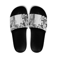 Japanese Irezumi and Hawaiian Polynesian Art Tattoo Slide Sandals White Color - Wonder Print Shop
