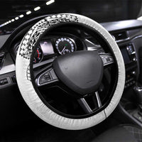 Japanese Irezumi and Hawaiian Polynesian Art Tattoo Steering Wheel Cover White Color - Wonder Print Shop